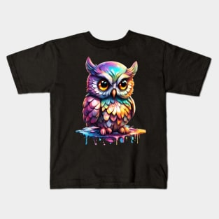 Magical Holographic Owls: Drippy Kids T-Shirt